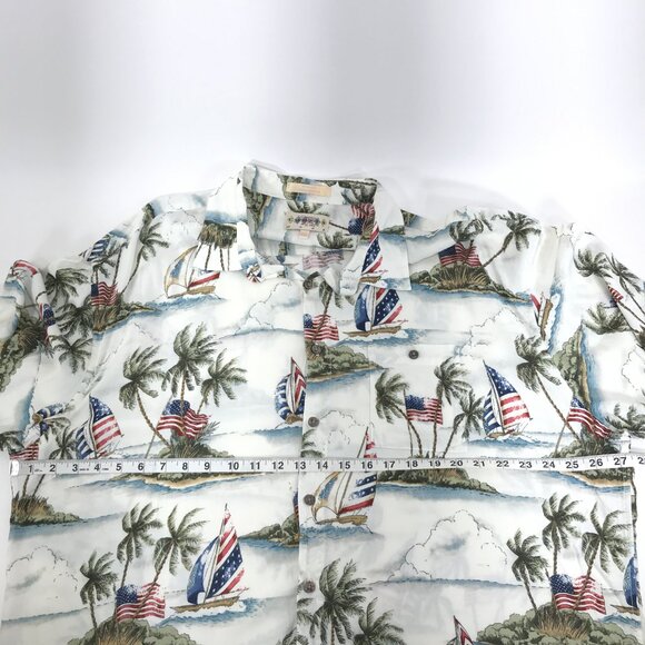 Campia Moda Casual Button Down Hawaiian Shirt Men's XXL Tropical Patriotic Flag - Picture 6 of 9